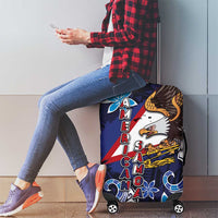 American Samoa Flag Day Luggage Cover Bald Eagle with Uatogi and Fue - Polynesian and Floral Tribal Tattoo LT03 - Polynesian Pride