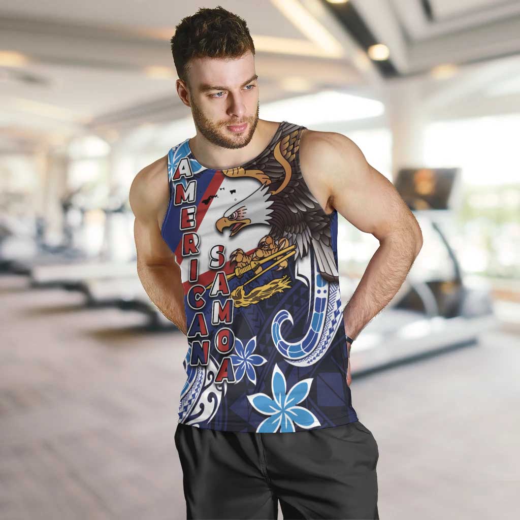 American Samoa Flag Day Men Tank Top Bald Eagle with Uatogi and Fue - Polynesian and Floral Tribal Tattoo LT03 Navy - Polynesian Pride