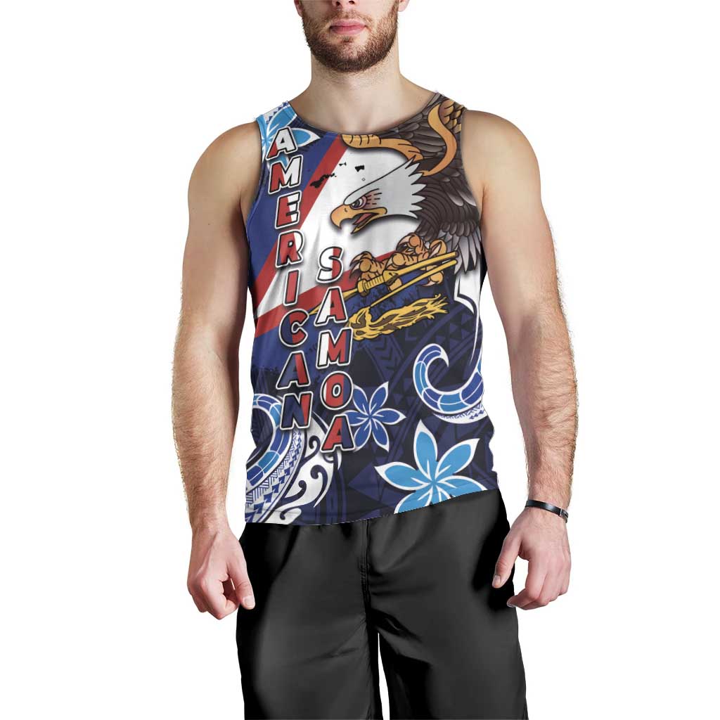 American Samoa Flag Day Men Tank Top Bald Eagle with Uatogi and Fue - Polynesian and Floral Tribal Tattoo LT03 - Polynesian Pride