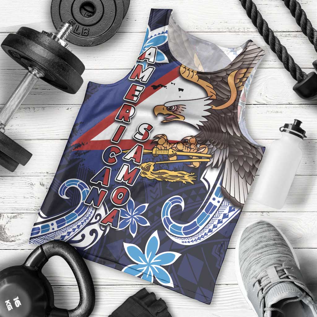 American Samoa Flag Day Men Tank Top Bald Eagle with Uatogi and Fue - Polynesian and Floral Tribal Tattoo LT03 - Polynesian Pride