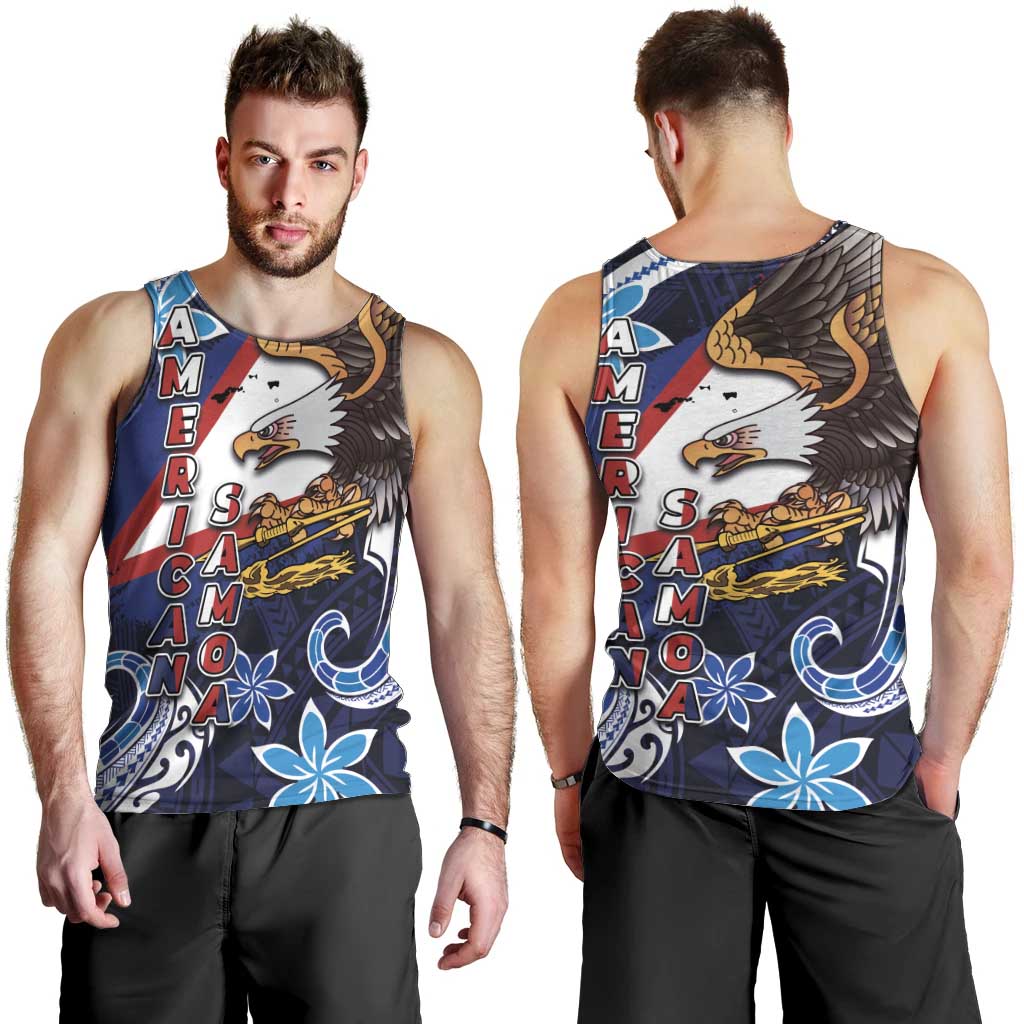 American Samoa Flag Day Men Tank Top Bald Eagle with Uatogi and Fue - Polynesian and Floral Tribal Tattoo LT03 - Polynesian Pride