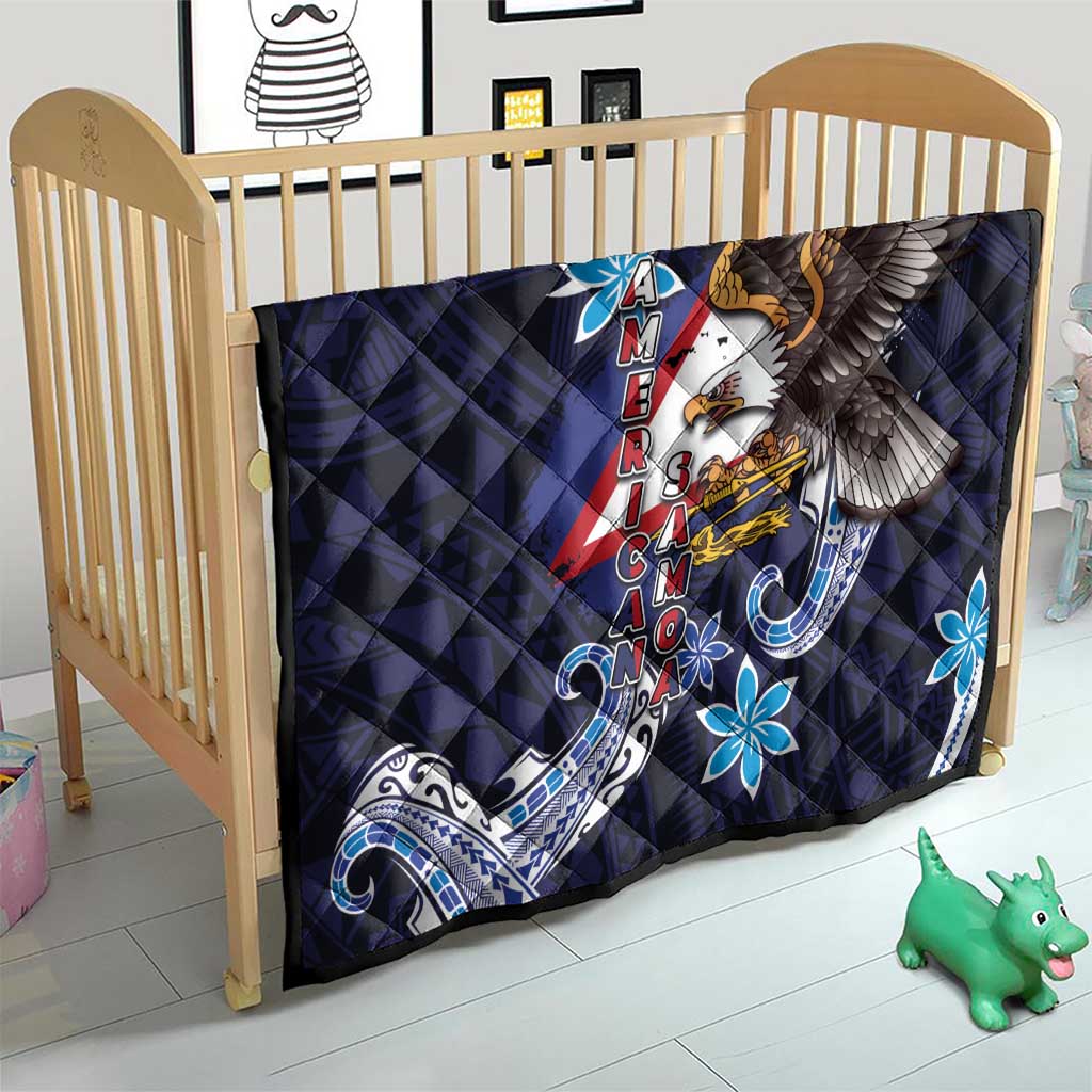 American Samoa Flag Day Quilt Bald Eagle with Uatogi and Fue - Polynesian and Floral Tribal Tattoo LT03 - Polynesian Pride
