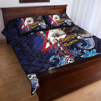 American Samoa Flag Day Quilt Bed Set Bald Eagle with Uatogi and Fue - Polynesian and Floral Tribal Tattoo LT03 - Polynesian Pride