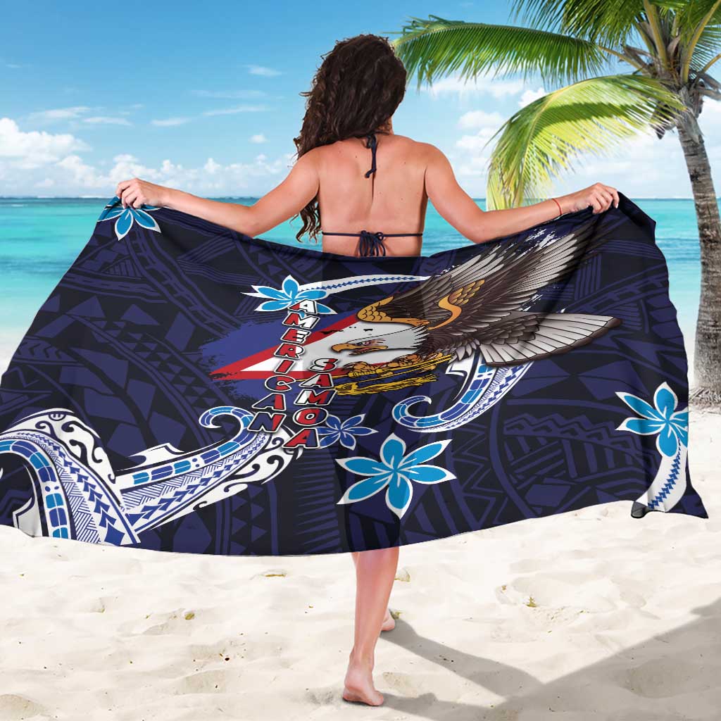 American Samoa Flag Day Sarong Bald Eagle with Uatogi and Fue - Polynesian and Floral Tribal Tattoo LT03 - Polynesian Pride