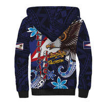 American Samoa Flag Day Sherpa Hoodie Bald Eagle with Uatogi and Fue - Polynesian and Floral Tribal Tattoo LT03 - Polynesian Pride
