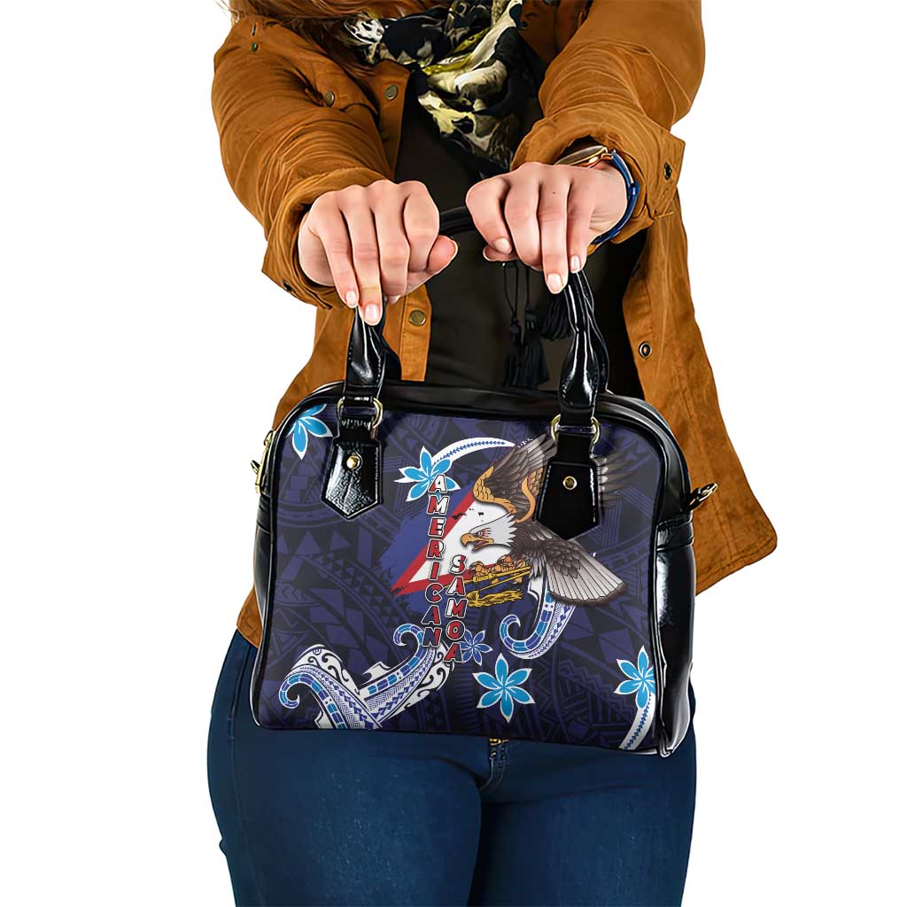American Samoa Flag Day Shoulder Handbag Bald Eagle with Uatogi and Fue - Polynesian and Floral Tribal Tattoo LT03 One Size Navy - Polynesian Pride