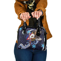 American Samoa Flag Day Shoulder Handbag Bald Eagle with Uatogi and Fue - Polynesian and Floral Tribal Tattoo LT03 One Size Navy - Polynesian Pride
