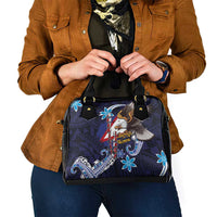 American Samoa Flag Day Shoulder Handbag Bald Eagle with Uatogi and Fue - Polynesian and Floral Tribal Tattoo LT03 - Polynesian Pride