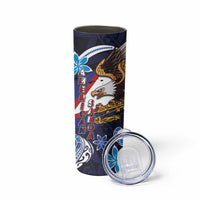 American Samoa Flag Day Skinny Tumbler Bald Eagle with Uatogi and Fue - Polynesian and Floral Tribal Tattoo LT03 - Polynesian Pride