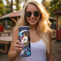 American Samoa Flag Day Skinny Tumbler Bald Eagle with Uatogi and Fue - Polynesian and Floral Tribal Tattoo LT03 - Polynesian Pride