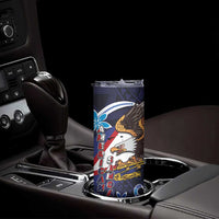 American Samoa Flag Day Skinny Tumbler Bald Eagle with Uatogi and Fue - Polynesian and Floral Tribal Tattoo LT03 - Polynesian Pride