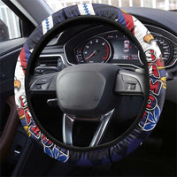 American Samoa Flag Day Steering Wheel Cover Bald Eagle with Uatogi and Fue - Polynesian and Floral Tribal Tattoo LT03 - Polynesian Pride