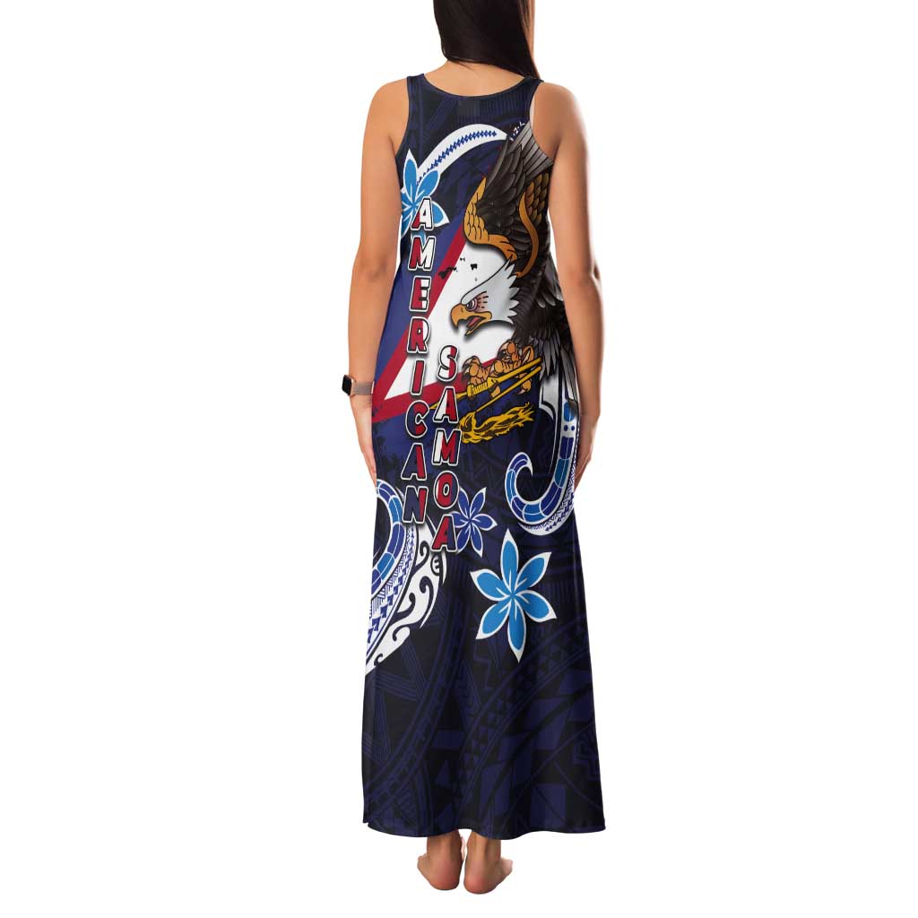 American Samoa Flag Day Tank Maxi Dress Bald Eagle with Uatogi and Fue - Polynesian and Floral Tribal Tattoo LT03 - Polynesian Pride