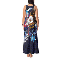American Samoa Flag Day Tank Maxi Dress Bald Eagle with Uatogi and Fue - Polynesian and Floral Tribal Tattoo LT03 - Polynesian Pride