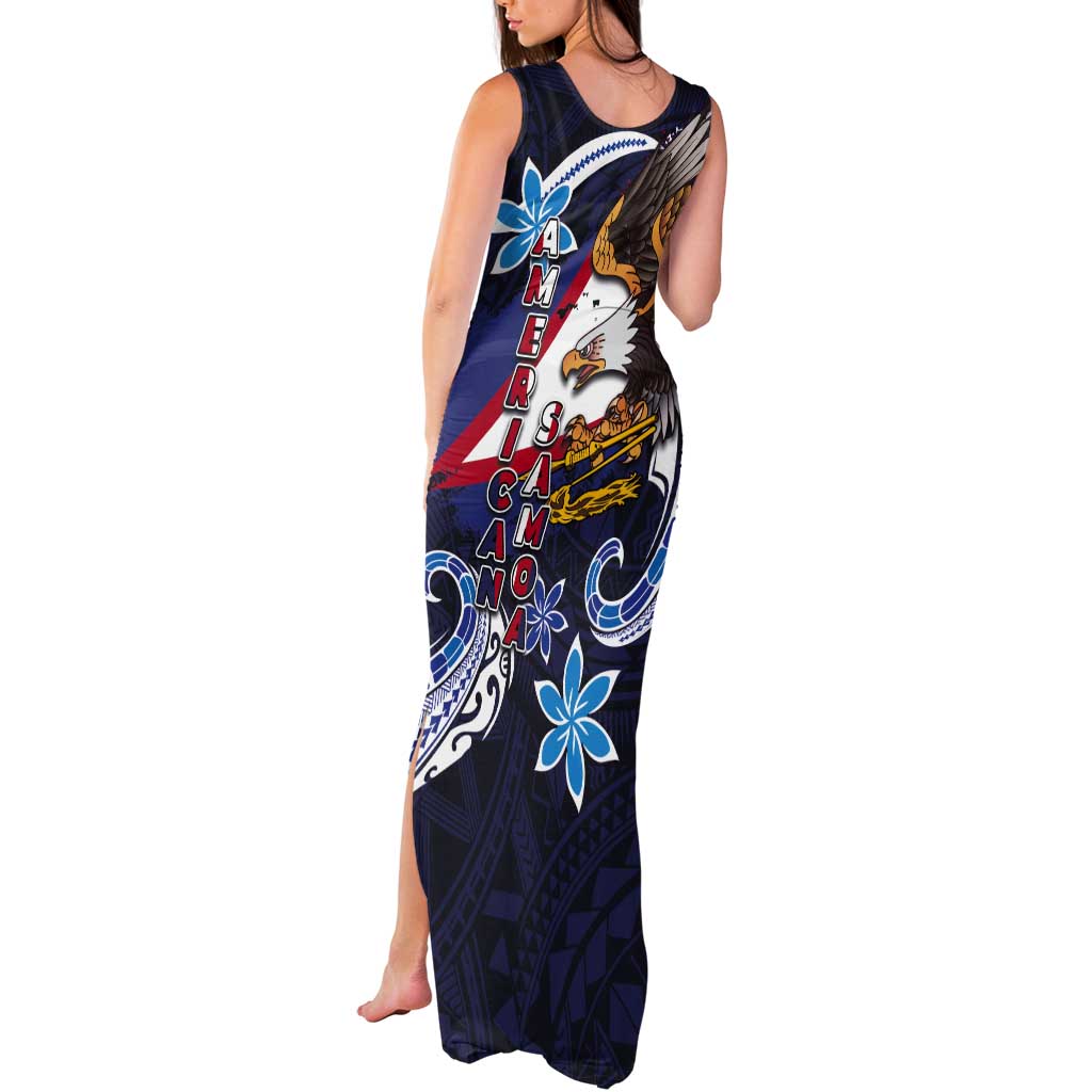 American Samoa Flag Day Tank Maxi Dress Bald Eagle with Uatogi and Fue - Polynesian and Floral Tribal Tattoo LT03 - Polynesian Pride