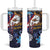 American Samoa Flag Day Tumbler With Handle Bald Eagle with Uatogi and Fue - Polynesian and Floral Tribal Tattoo
