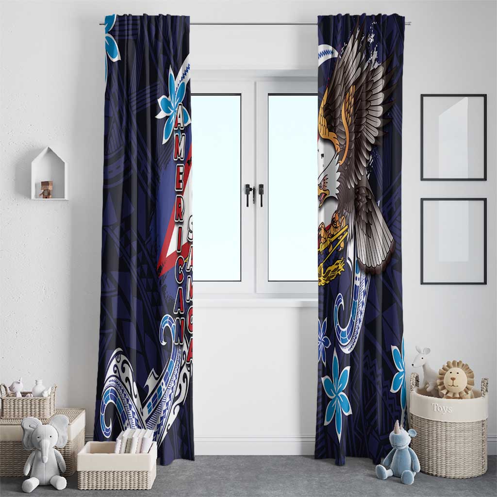 American Samoa Flag Day Window Curtain Bald Eagle with Uatogi and Fue - Polynesian and Floral Tribal Tattoo LT03 - Polynesian Pride