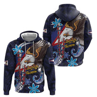 American Samoa Flag Day Zip Hoodie Bald Eagle with Uatogi and Fue - Polynesian and Floral Tribal Tattoo LT03 - Polynesian Pride