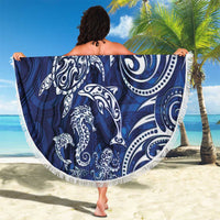 New Zealand Connecting with Seas Beach Blanket Maori Tribal and Sea Animals Tattoo - White Glass Style LT03 - Polynesian Pride