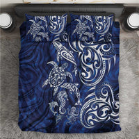 New Zealand Connecting with Seas Bedding Set Maori Tribal and Sea Animals Tattoo - White Glass Style LT03 Navy - Polynesian Pride