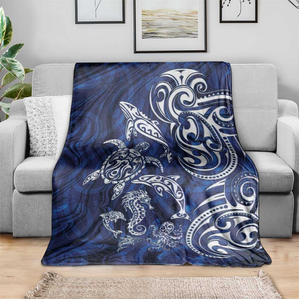 New Zealand Connecting with Seas Blanket Maori Tribal and Sea Animals Tattoo - White Glass Style LT03 - Polynesian Pride