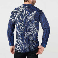New Zealand Connecting with Seas Button Sweatshirt Maori Tribal and Sea Animals Tattoo - White Glass Style LT03 - Polynesian Pride