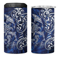 New Zealand Connecting with Seas 4 in 1 Can Cooler Tumbler Maori Tribal and Sea Animals Tattoo - White Glass Style LT03 One Size: 16 oz Navy - Polynesian Pride