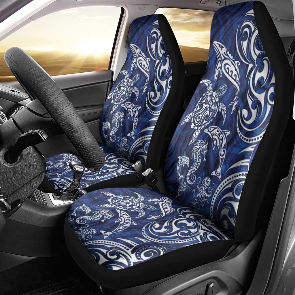 New Zealand Connecting with Seas Car Seat Cover Maori Tribal and Sea Animals Tattoo - White Glass Style LT03 - Polynesian Pride