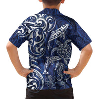 New Zealand Connecting with Seas Family Matching Puletasi and Hawaiian Shirt Maori Tribal and Sea Animals Tattoo - White Glass Style LT03 - Polynesian Pride