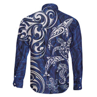 New Zealand Connecting with Seas Family Matching Summer Maxi Dress and Hawaiian Shirt Maori Tribal and Sea Animals Tattoo - White Glass Style LT03 - Polynesian Pride