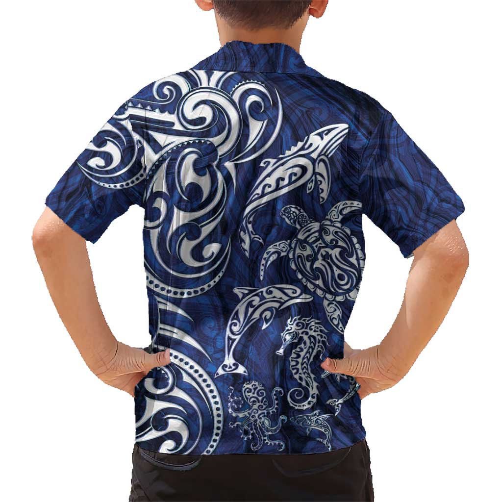 New Zealand Connecting with Seas Hawaiian Shirt Maori Tribal and Sea Animals Tattoo - White Glass Style LT03 - Polynesian Pride