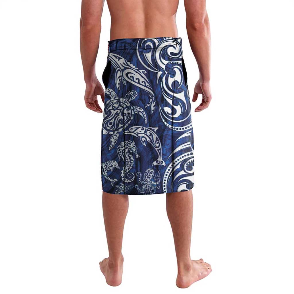 New Zealand Connecting with Seas Lavalava Maori Tribal and Sea Animals Tattoo - White Glass Style LT03 - Polynesian Pride