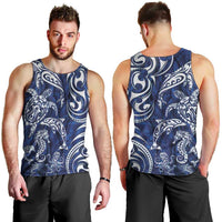 New Zealand Connecting with Seas Men Tank Top Maori Tribal and Sea Animals Tattoo - White Glass Style LT03 - Polynesian Pride