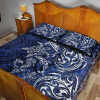 New Zealand Connecting with Seas Quilt Bed Set Maori Tribal and Sea Animals Tattoo - White Glass Style LT03 - Polynesian Pride