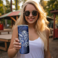 New Zealand Connecting with Seas Skinny Tumbler Maori Tribal and Sea Animals Tattoo - White Glass Style LT03 - Polynesian Pride