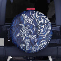 New Zealand Connecting with Seas Spare Tire Cover Maori Tribal and Sea Animals Tattoo - White Glass Style LT03 No hole Navy - Polynesian Pride
