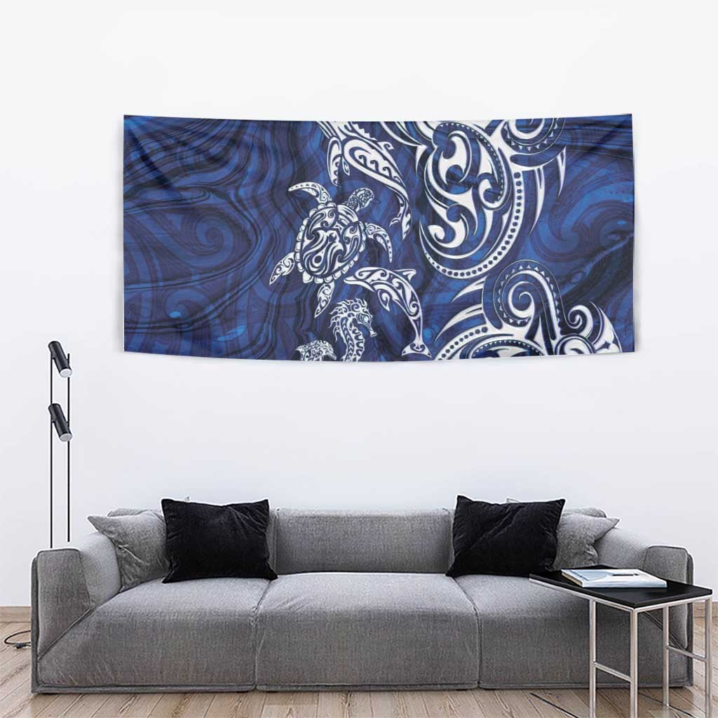 New Zealand Connecting with Seas Tapestry Maori Tribal and Sea Animals Tattoo - White Glass Style LT03 - Polynesian Pride