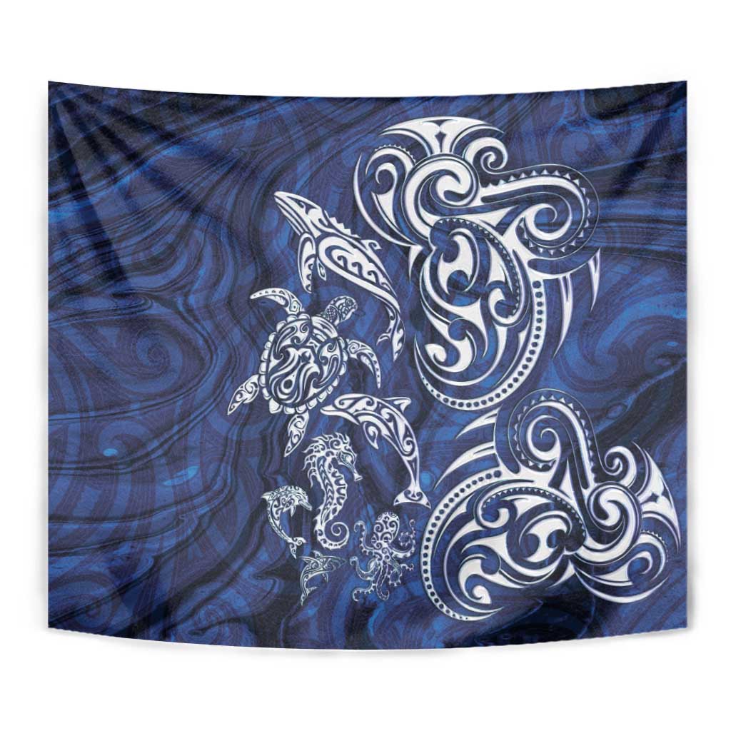 New Zealand Connecting with Seas Tapestry Maori Tribal and Sea Animals Tattoo - White Glass Style LT03 - Polynesian Pride