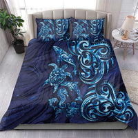 New Zealand Connecting with Seas Bedding Set Maori Tribal and Sea Animals Tattoo - Sea Texture Glass Style LT03 - Polynesian Pride