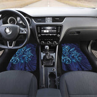 New Zealand Connecting with Seas Car Mats Maori Tribal and Sea Animals Tattoo - Sea Texture Glass Style LT03 Set 2pcs - Front Navy - Polynesian Pride