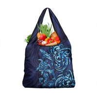 New Zealand Connecting with Seas Grocery Bag Maori Tribal and Sea Animals Tattoo - Sea Texture Glass Style LT03 1-pack One Size Navy - Polynesian Pride
