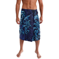 New Zealand Connecting with Seas Lavalava Maori Tribal and Sea Animals Tattoo - Sea Texture Glass Style LT03 Navy - Polynesian Pride