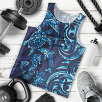 New Zealand Connecting with Seas Men Tank Top Maori Tribal and Sea Animals Tattoo - Sea Texture Glass Style LT03 - Polynesian Pride