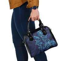 New Zealand Connecting with Seas Shoulder Handbag Maori Tribal and Sea Animals Tattoo - Sea Texture Glass Style LT03 - Polynesian Pride
