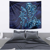 New Zealand Connecting with Seas Tapestry Maori Tribal and Sea Animals Tattoo - Sea Texture Glass Style LT03 - Polynesian Pride