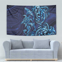New Zealand Connecting with Seas Tapestry Maori Tribal and Sea Animals Tattoo - Sea Texture Glass Style LT03 - Polynesian Pride