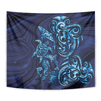 New Zealand Connecting with Seas Tapestry Maori Tribal and Sea Animals Tattoo - Sea Texture Glass Style LT03 - Polynesian Pride