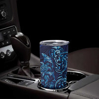 New Zealand Connecting with Seas Tumbler Cup Maori Tribal and Sea Animals Tattoo - Sea Texture Glass Style LT03 - Polynesian Pride