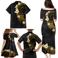 Polynesian Spiral Tribal Tattoo Family Matching Puletasi and Hawaiian Shirt Golden Color LT03 - Polynesian Pride