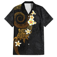 Polynesian Spiral Tribal Tattoo Family Matching Puletasi and Hawaiian Shirt Golden Color LT03 Dad's Shirt - Short Sleeve Yellow - Polynesian Pride